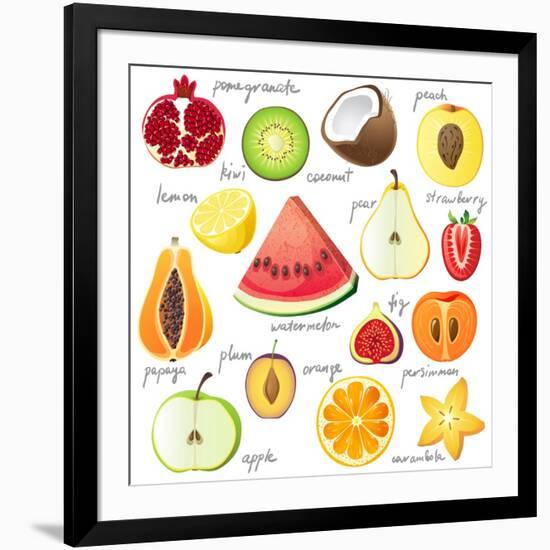 15 Bright Fruit Pieces-mart_m-Framed Art Print