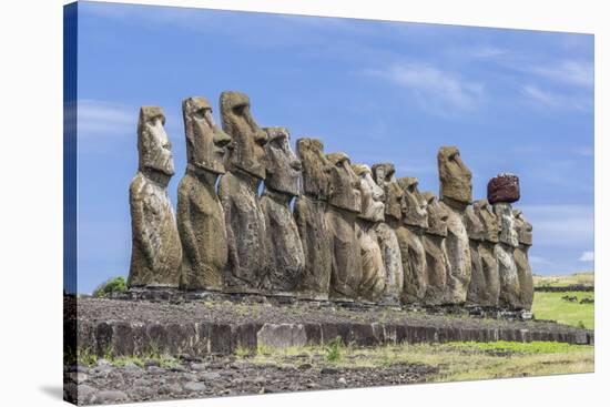 15 Moai Restored Ceremonial Site of Ahu Tongariki-Michael Nolan-Stretched Canvas