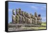 15 Moai Restored Ceremonial Site of Ahu Tongariki-Michael Nolan-Framed Stretched Canvas