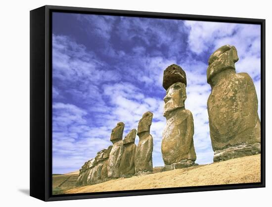 15 Moais, Ahu Tongariki, Easter Island, Chile-Walter Bibikow-Framed Stretched Canvas