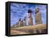 15 Moais at Ahu Tongariki, Easter Island, Chile-Walter Bibikow-Framed Stretched Canvas