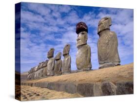 15 Moais at Ahu Tongariki, Easter Island, Chile-Walter Bibikow-Stretched Canvas