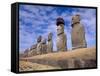 15 Moais at Ahu Tongariki, Easter Island, Chile-Walter Bibikow-Framed Stretched Canvas