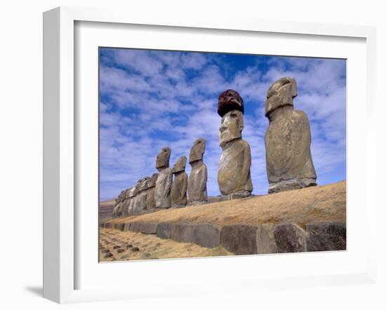 15 Moais at Ahu Tongariki, Easter Island, Chile-Walter Bibikow-Framed Photographic Print