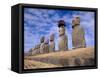 15 Moais at Ahu Tongariki, Easter Island, Chile-Walter Bibikow-Framed Stretched Canvas