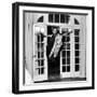 15 Year Old Girl Making a Flying Entrance Into a Party For 15 Year Olds-Yale Joel-Framed Photographic Print