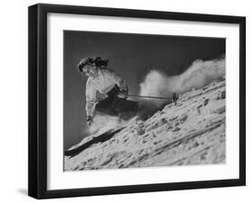 15-Year Old Skiing Prodigy Andrea Mead Lawrence Practicing for Winter Olympics-null-Framed Photographic Print