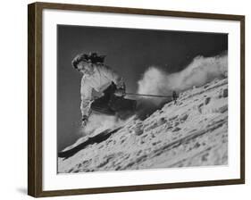 15-Year Old Skiing Prodigy Andrea Mead Lawrence Practicing for Winter Olympics-null-Framed Photographic Print