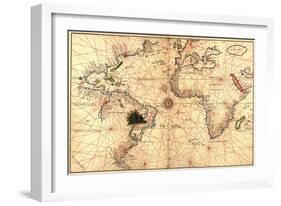 1544 Nautical Map of the Atlantic Ocean-null-Framed Art Print