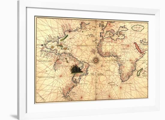 1544 Nautical Map of the Atlantic Ocean-null-Framed Premium Giclee Print