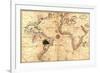 1544 Nautical Map of the Atlantic Ocean-null-Framed Premium Giclee Print