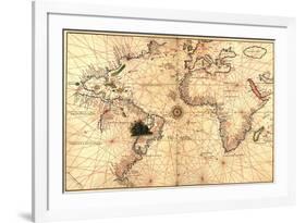 1544 Nautical Map of the Atlantic Ocean-null-Framed Premium Giclee Print