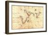 1544 Nautical Map of the Indian Ocean with Terra Incognito or Unknown Land-null-Framed Art Print