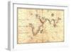 1544 Nautical Map of the Indian Ocean with Terra Incognito or Unknown Land-null-Framed Art Print