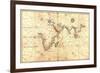 1544 Nautical Map of the Indian Ocean with Terra Incognito or Unknown Land-null-Framed Art Print