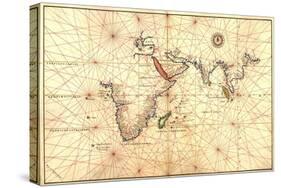 1544 Nautical Map of the Indian Ocean with Terra Incognito or Unknown Land-null-Stretched Canvas