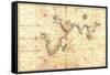 1544 Nautical Map of the Indian Ocean with Terra Incognito or Unknown Land-null-Framed Stretched Canvas