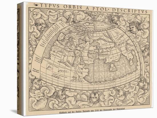 1545 Map from Basel Switzerland Depicting the World as Known to Ptolemy in the 2nd Century-null-Stretched Canvas