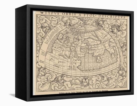 1545 Map from Basel Switzerland Depicting the World as Known to Ptolemy in the 2nd Century-null-Framed Stretched Canvas