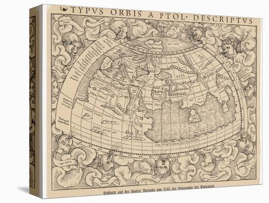 1545 Map from Basel Switzerland Depicting the World as Known to Ptolemy in the 2nd Century-null-Stretched Canvas