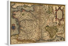 1570 Map of France. from Abraham Ortelius, Theatrvm Orbis Terrarvm-null-Framed Art Print