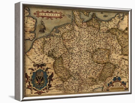 1570 Map of German States, from Abraham Ortelius, Theatrvm Orbis Terrarvm-null-Framed Art Print