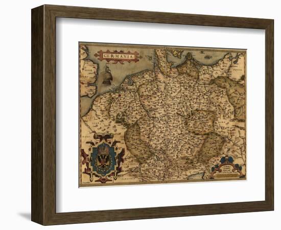 1570 Map of German States, from Abraham Ortelius, Theatrvm Orbis Terrarvm-null-Framed Art Print