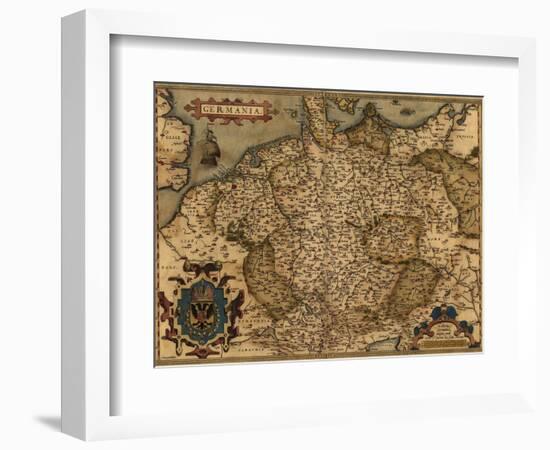 1570 Map of German States, from Abraham Ortelius, Theatrvm Orbis Terrarvm-null-Framed Art Print