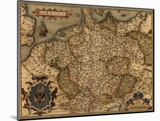 1570 Map of German States, from Abraham Ortelius, Theatrvm Orbis Terrarvm-null-Mounted Art Print