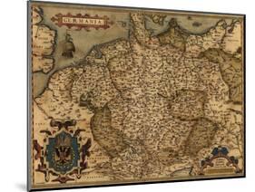 1570 Map of German States, from Abraham Ortelius, Theatrvm Orbis Terrarvm-null-Mounted Art Print