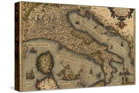 1570 Map of Italy from Abraham Ortelius Atlas, Theatrvm Orbis Terrarvm-null-Stretched Canvas