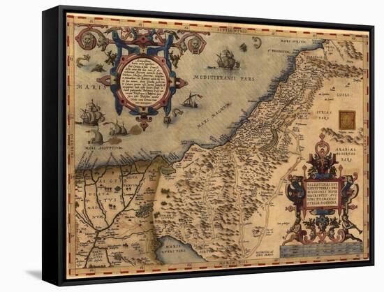 1570 Map of Palestine, from Abraham Ortelius' Atlas-null-Framed Stretched Canvas