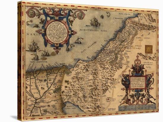 1570 Map of Palestine, from Abraham Ortelius' Atlas-null-Stretched Canvas