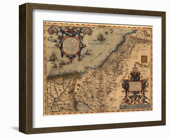 1570 Map of Palestine, from Abraham Ortelius' Atlas-null-Framed Art Print