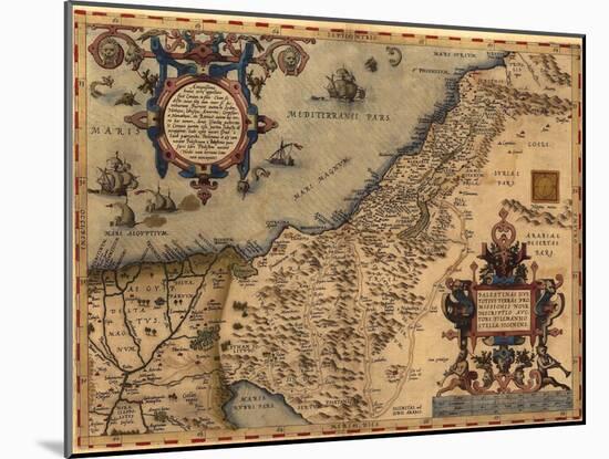1570 Map of Palestine, from Abraham Ortelius' Atlas-null-Mounted Art Print