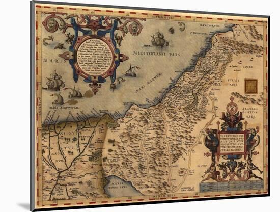 1570 Map of Palestine, from Abraham Ortelius' Atlas-null-Mounted Art Print