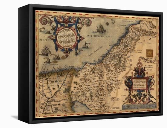 1570 Map of Palestine, from Abraham Ortelius' Atlas-null-Framed Stretched Canvas