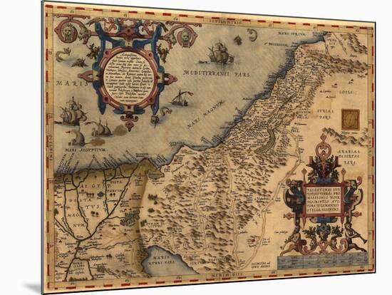 1570 Map of Palestine, from Abraham Ortelius' Atlas-null-Mounted Art Print