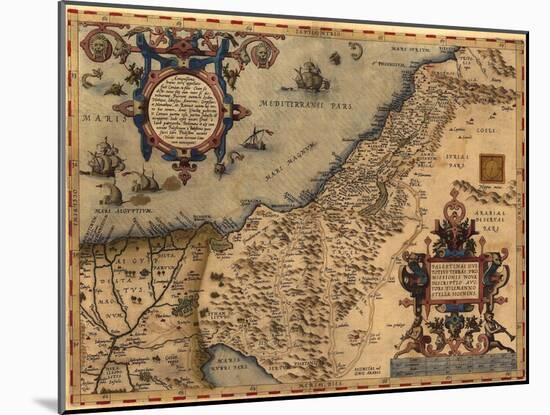 1570 Map of Palestine, from Abraham Ortelius' Atlas-null-Mounted Art Print