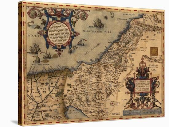 1570 Map of Palestine, from Abraham Ortelius' Atlas-null-Stretched Canvas