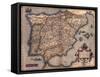 1570 Map of Spain, from Abraham Ortelius' Atlas, Theatrvm Orbis Terrarvm-null-Framed Stretched Canvas