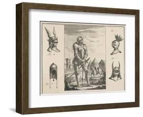 15th Century French Soldier with Full Armour and Various Helmets-Benard-Framed Art Print
