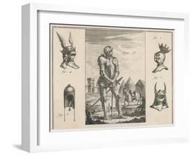 15th Century French Soldier with Full Armour and Various Helmets-Benard-Framed Art Print