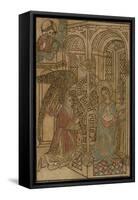 15th Century Woodcut of the Annunciation-null-Framed Stretched Canvas