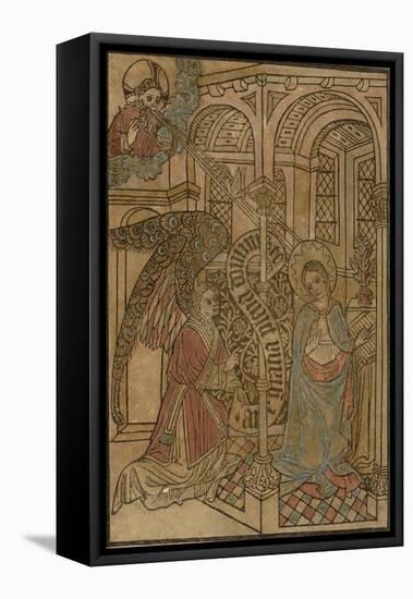 15th Century Woodcut of the Annunciation-null-Framed Stretched Canvas