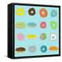 16 Donuts on Aqua-Jan Weiss-Framed Stretched Canvas