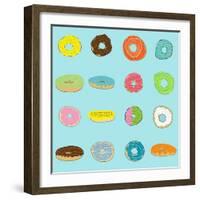 16 Donuts on Aqua-Jan Weiss-Framed Art Print