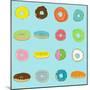 16 Donuts on Aqua-Jan Weiss-Mounted Art Print