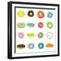 16 Donuts on White-Jan Weiss-Framed Art Print