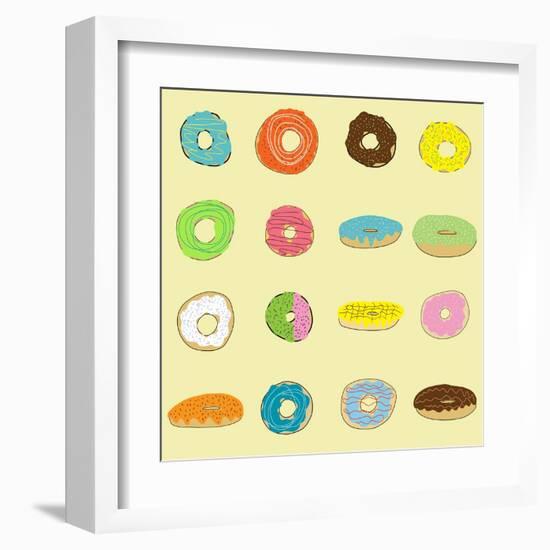 16 Donuts on Yellow-Jan Weiss-Framed Art Print